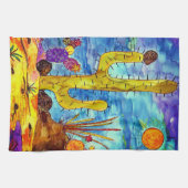 Kleurrijke Desert Cactus Keuken Handdoek (Horizontaal)