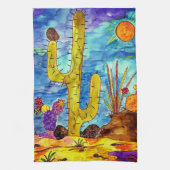 Kleurrijke Desert Cactus Keuken Handdoek (Verticaal)