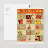 Kleurrijke Detailhandel Vijf en de Opslag WPA van Briefkaart (Voorkant / Achterkant)