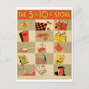  Kleurrijke Detailhandel Vijf en de Opslag WPA van Briefkaart