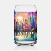 Kleurrijke Detroit Skyline Blikvorm Glas (Voorkant)