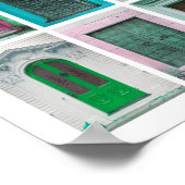 Kleurrijke deuren collage - blauw/roze/groen/Paars Poster (Hoek)