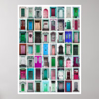 Kleurrijke deuren collage - blauw/roze/groen/Paars