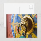 Kleurrijke deurklopper briefkaart (Voorkant / Achterkant)