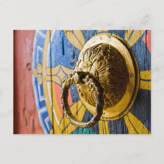 Kleurrijke deurklopper briefkaart (Voorkant)