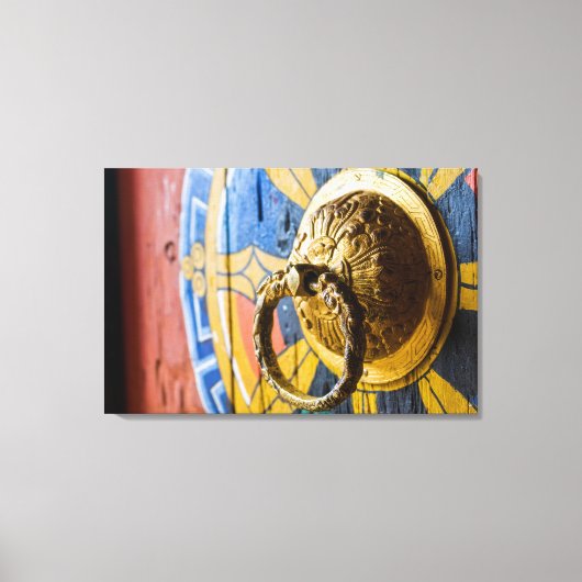 Kleurrijke deurklopper canvas afdruk (Voorkant)