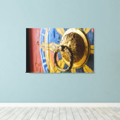 Kleurrijke deurknop canvas afdruk (Insitu (Houten vloer))