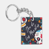 Kleurrijke Dia de los Muertos | Button Sleutelhang Sleutelhanger (Voorkant Links)