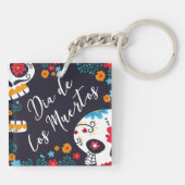 Kleurrijke Dia de los Muertos | Button Sleutelhang Sleutelhanger (Achterkant)