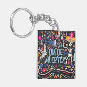 Kleurrijke Dia de los Muertos | Button Sleutelhang Sleutelhanger (Voorkant Links)