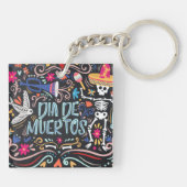 Kleurrijke Dia de los Muertos | Button Sleutelhang Sleutelhanger (Achterkant)