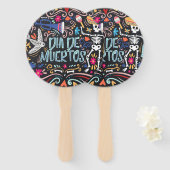 Kleurrijke Dia de los Muertos | Handventilator Handwaaier (Voorkant en achterkant)