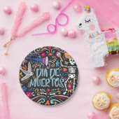 Kleurrijke Dia de los Muertos | Papieren Bordje (Feest)