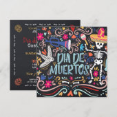 Kleurrijke Dia de los Muertos Party | Uitnodiging (Voorkant / Achterkant)