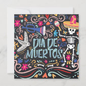 Kleurrijke Dia de los Muertos Party | Uitnodiging (Voorkant)