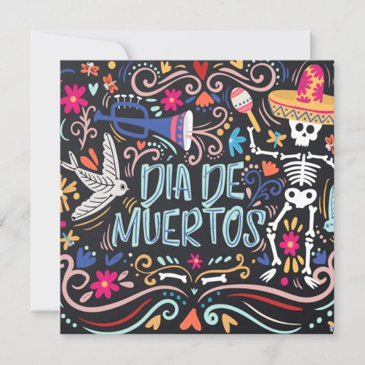 Kleurrijke Dia de los Muertos Party | Uitnodiging (Voorkant)