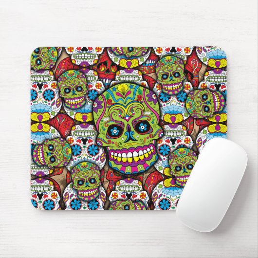 Kleurrijke Dia de los Muertos Skulls Muismat (Met muis)