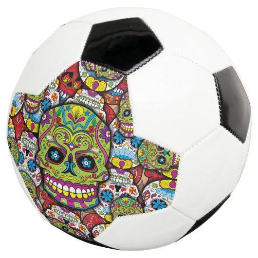 Kleurrijke Dia de los Muertos Skulls Voetbal (Drie kwart)