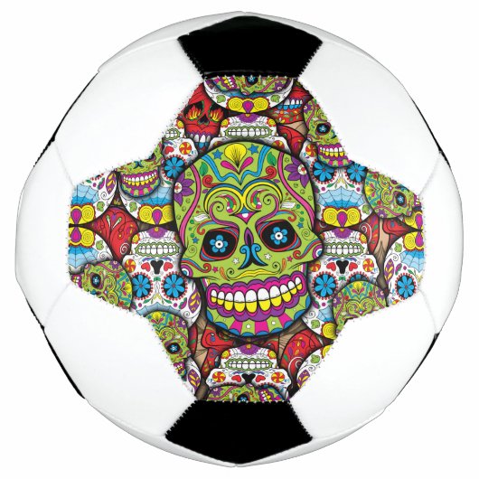 Kleurrijke Dia de los Muertos Skulls Voetbal (Voorkant)
