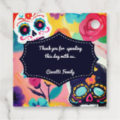 Kleurrijke Dia De Los Muertos suikerschedel Bedankjes Labels (Achterkant)