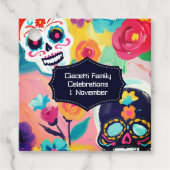 Kleurrijke Dia De Los Muertos suikerschedel Bedankjes Labels (Voorkant)
