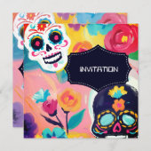 Kleurrijke Dia De Los Muertos suikerschedel Kaart (Voorkant / Achterkant)