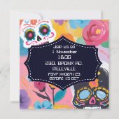 Kleurrijke Dia De Los Muertos suikerschedel Kaart (Achterkant)