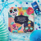 Kleurrijke Dia De Los Muertos suikerschedel Papieren Bordje (Feest)