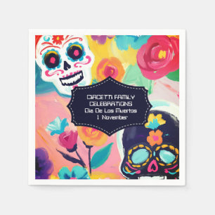 Kleurrijke Dia De Los Muertos suikerschedel Servet