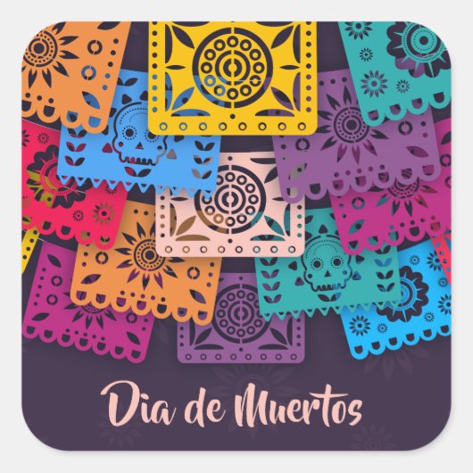 Kleurrijke Dia de Muertos banners | Sticker (Voorkant)