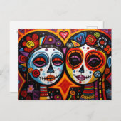 Kleurrijke 💀 Día de Muertos Briefkaart (Voorkant / Achterkant)