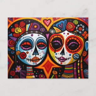 Kleurrijke 💀 Día de Muertos Briefkaart