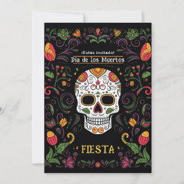 💀 Kleurrijke Día de Muertos Feestuitnodiging Kaart