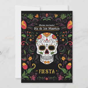 💀 Kleurrijke Día de Muertos Feestuitnodiging Kaart