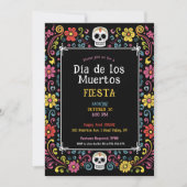 💀 Kleurrijke Día de Muertos Feestuitnodiging Kaart (Voorkant)