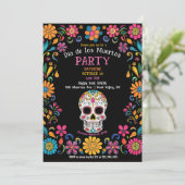 💀 Kleurrijke Día de Muertos Feestuitnodiging Kaart (Staand voorkant)