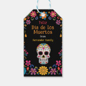 💀 Kleurrijke Día de Muertos Party Cadeaulabel (Voorkant)