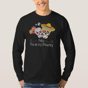 Kleurrijke Dia de Muertos Party   Sleeve Shirt