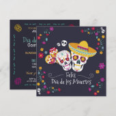 Kleurrijke Dia de Muertos Party | Uitnodiging (Voorkant / Achterkant)