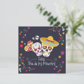 Kleurrijke Dia de Muertos Party | Uitnodiging (Staand voorkant)