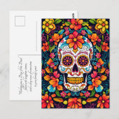 Kleurrijke Dia de Muertos☠️ Suikerschedel Briefkaart (Voorkant / Achterkant)