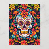 Kleurrijke Dia de Muertos☠️ Suikerschedel Briefkaart (Voorkant)