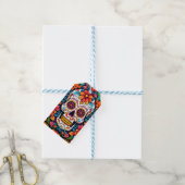 Kleurrijke Dia de Muertos☠️ Suikerschedel Cadeaulabel (Met Touw)