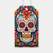 Kleurrijke Dia de Muertos☠️ Suikerschedel Cadeaulabel (Voorkant)