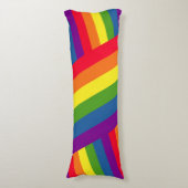 Kleurrijke diagonaal-homonaalregenboogvlag lichaamskussen (Voorkant Verticaal)