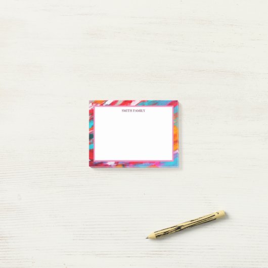 Kleurrijke diagonaal-strips post-it® notes (Op bureau)