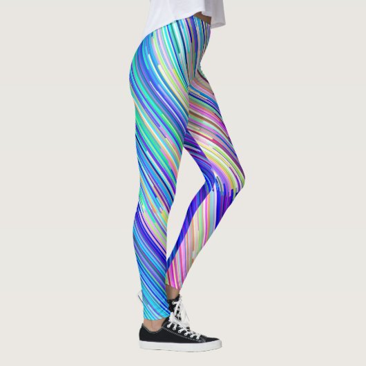 Kleurrijke diagonaalbanden met meerdere kleuren leggings (Rechts)