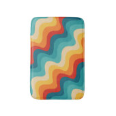 Kleurrijke diagonale golven in retro stijl badmat (Voorkant Verticaal)