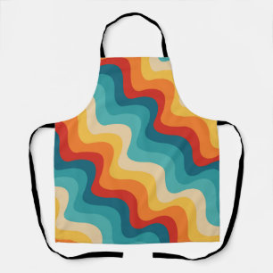 Kleurrijke diagonale golven in retro stijl schort