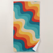 Kleurrijke diagonale golven in retro stijl strandlaken (Voorkant)